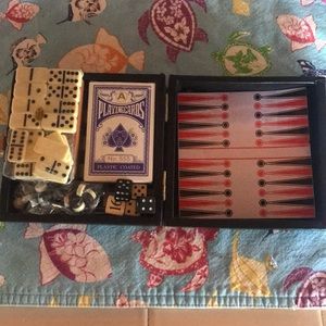 Portable chess, checkers,backgammon, dominos,cards
